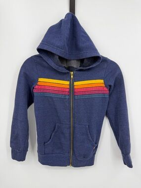 Aviator Nation Navy Hoodie with Yellow & Pink Stripes